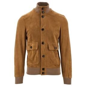 Dacute Men's Brown Suede Bomber Jacket  Size 46 | S